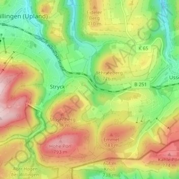 Wakenfeld地形图、海拔、地势