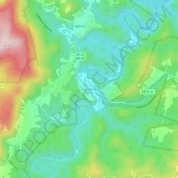 Evenwood地形图、海拔、地势