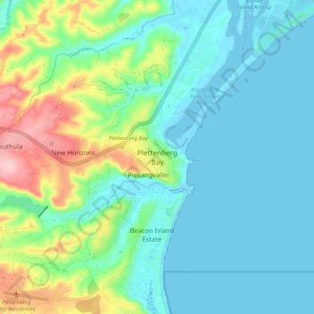 Plettenberg Bay地形图、海拔、地势