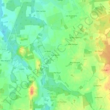 Mas Blanc地形图、海拔、地势