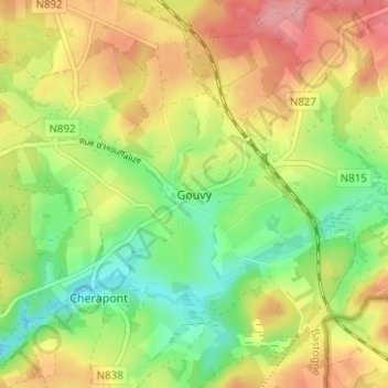 Gouvy地形图、海拔、地势