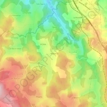 Mazeau地形图、海拔、地势