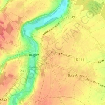 Les Mariaux地形图、海拔、地势
