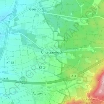 Untersambach地形图、海拔、地势