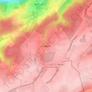 Solières地形图、海拔、地势
