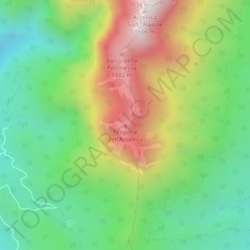 Timpone dell'Accellica地形图、海拔、地势