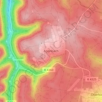 Agenbach地形图、海拔、地势