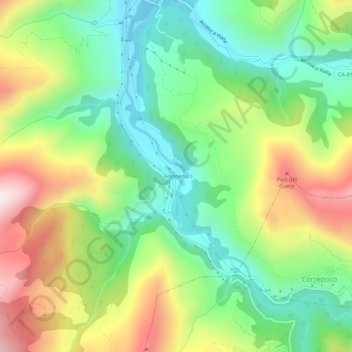 Fresneda地形图、海拔、地势