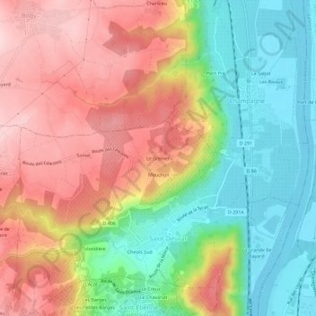 Le Grenier地形图、海拔、地势