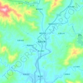 福田河镇地形图、海拔、地势