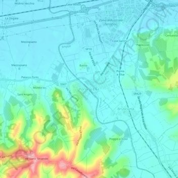 Ponte a Elsa地形图、海拔、地势