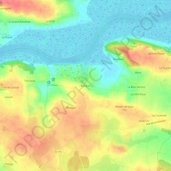 Bringuin地形图、海拔、地势