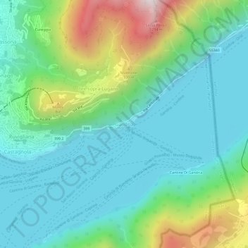 Gandria地形图、海拔、地势