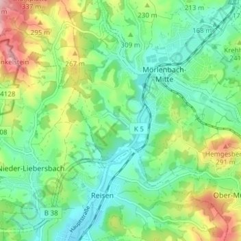 Bettenbach地形图、海拔、地势