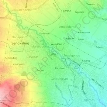 Jetis地形图、海拔、地势