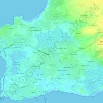 Quelourn地形图、海拔、地势