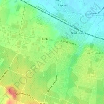 Sacquey地形图、海拔、地势