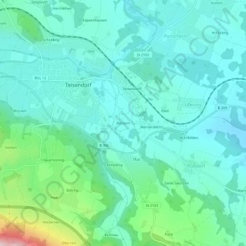 Wörlach地形图、海拔、地势