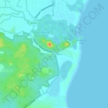 Shastrawela地形图、海拔、地势