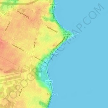 Bohemia地形图、海拔、地势