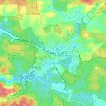 Collie地形图、海拔、地势