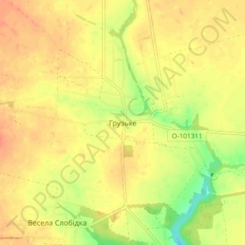 Грузское地形图、海拔、地势