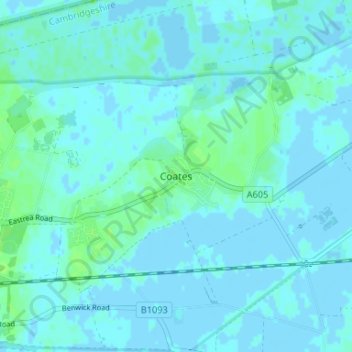 Coates地形图、海拔、地势