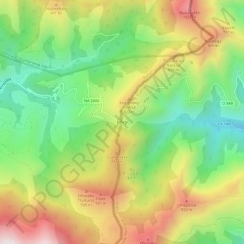 Izpegi地形图、海拔、地势