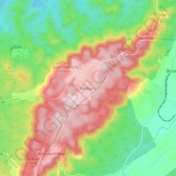 Kiriburu地形图、海拔、地势
