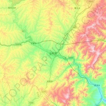 左权县地形图、海拔、地势
