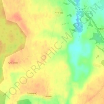 Алексеевское地形图、海拔、地势
