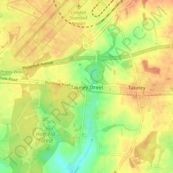 Takeley Street地形图、海拔、地势