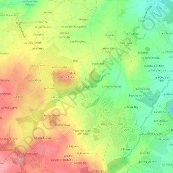 L'Etang Botier地形图、海拔、地势