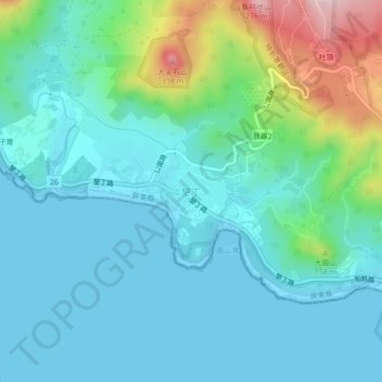 墾丁地形图、海拔、地势