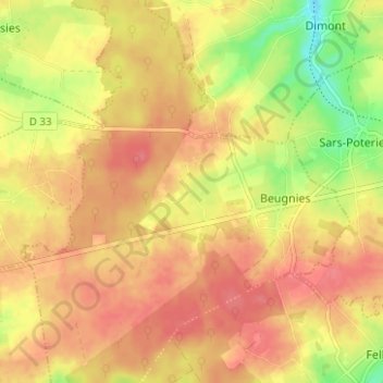 La Charnould地形图、海拔、地势