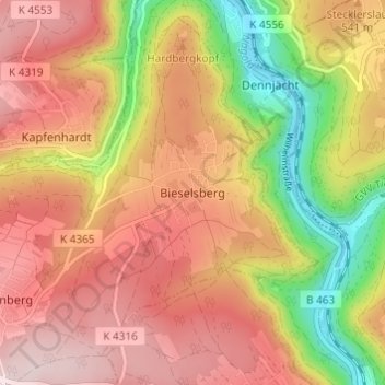 Bieselsberg地形图、海拔、地势