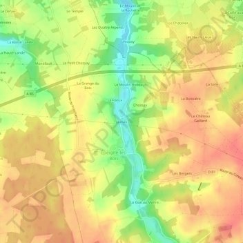 Jaunay地形图、海拔、地势