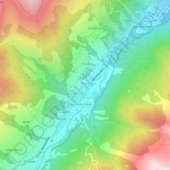 La Ruà地形图、海拔、地势