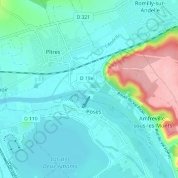 Les Écluses地形图、海拔、地势