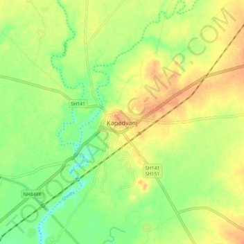 Kapadvanj地形图、海拔、地势