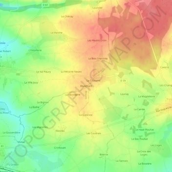 Blanchard地形图、海拔、地势