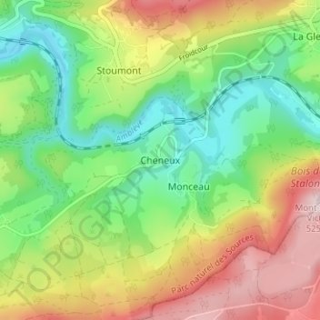 Cheneux地形图、海拔、地势