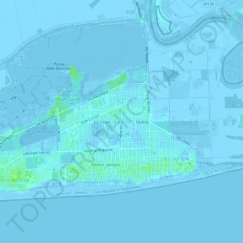 Bibione地形图、海拔、地势