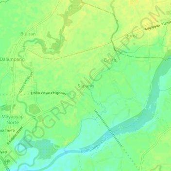Sapang地形图、海拔、地势