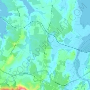 Te Puna地形图、海拔、地势