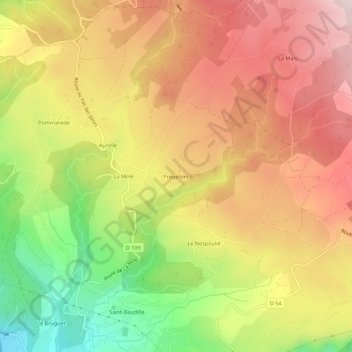 Frègefont地形图、海拔、地势