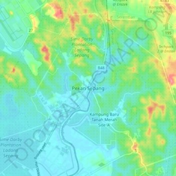 Pekan Sepang地形图、海拔、地势
