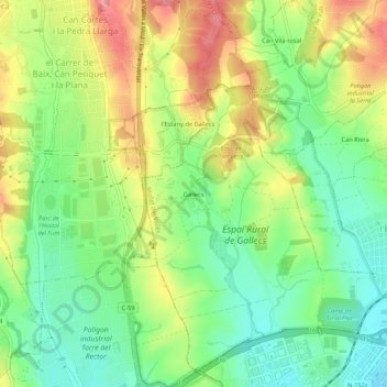 Gallecs地形图、海拔、地势