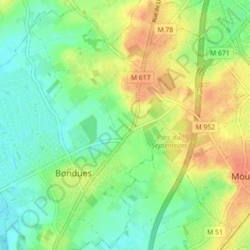 Le Jambon地形图、海拔、地势