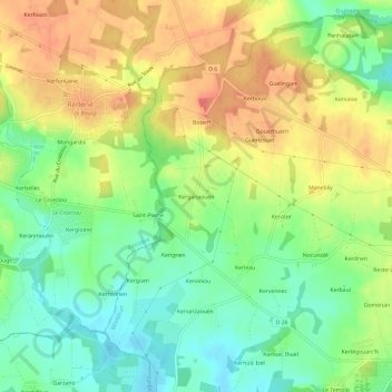 Kerganaouen地形图、海拔、地势